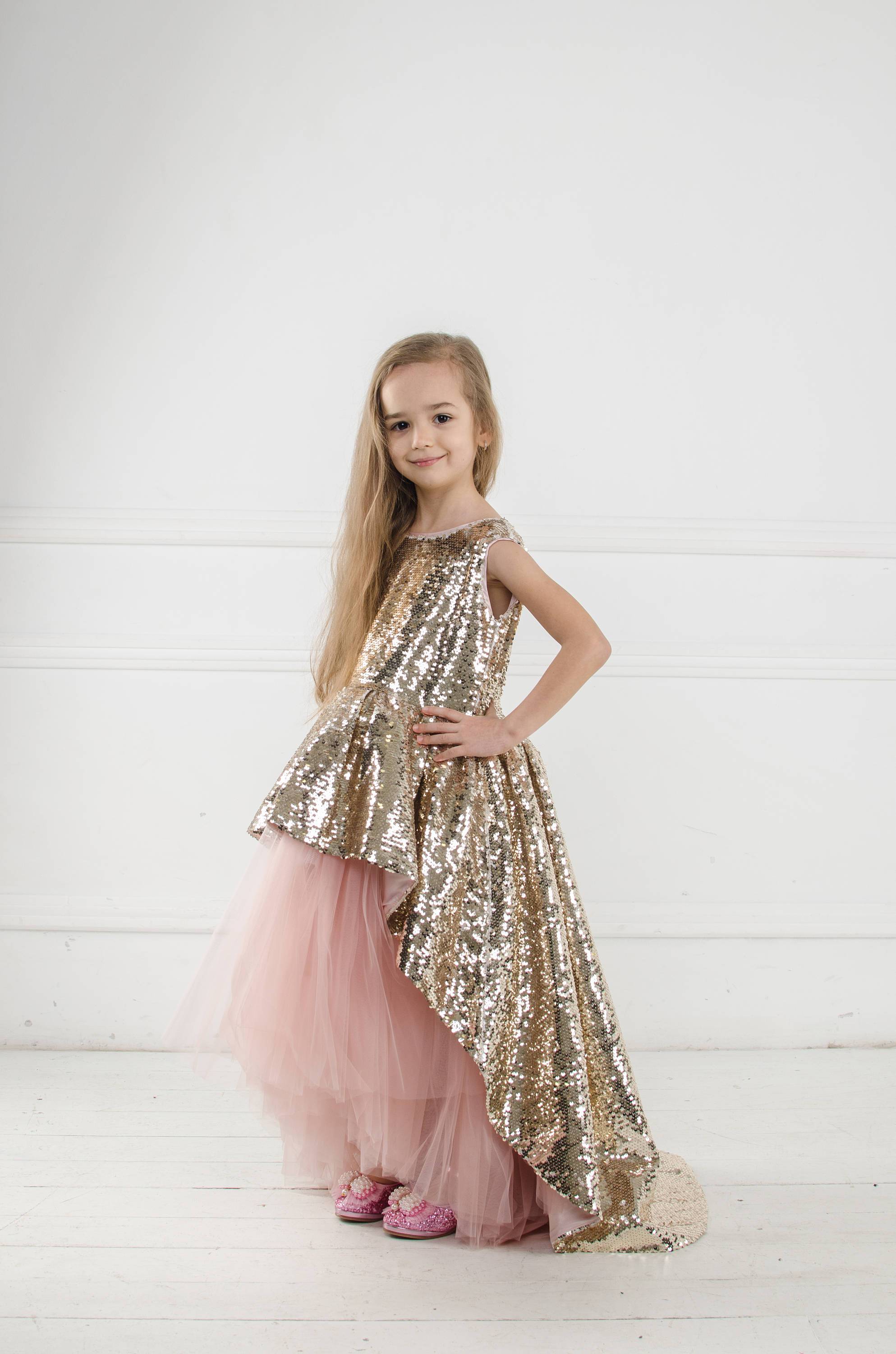 Princess gold sequin tutu dress with ...